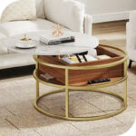 Round Lift Top Extendable Frame Coffee Table with Hide Storage - Image 21