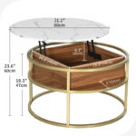 Round Lift Top Extendable Frame Coffee Table with Hide Storage - Image 3