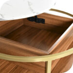 Round Lift Top Extendable Frame Coffee Table with Hide Storage - Image 4
