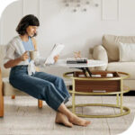 Round Lift Top Extendable Frame Coffee Table with Hide Storage - Image 7