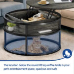 Round Lift Top Extendable Frame Coffee Table with Hide Storage - Image 9