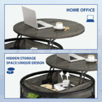 Round Lift Top Extendable Frame Coffee Table with Hide Storage - Image 10