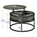 Round Lift Top Extendable Frame Coffee Table with Hide Storage - Image 12