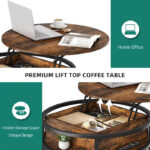 Round Lift Top Extendable Frame Coffee Table with Hide Storage - Image 16