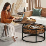 Round Lift Top Extendable Frame Coffee Table with Hide Storage - Image 17