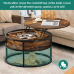 Round Lift Top Extendable Frame Coffee Table with Hide Storage - Image 19