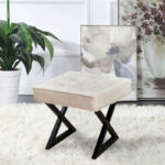 Textured Velvet Ottoman Vanity Stool 18X18X17 - Image 36