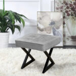 Textured Velvet Ottoman Vanity Stool 18X18X17 - Image 40