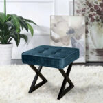 Textured Velvet Ottoman Vanity Stool 18X18X17 - Image 42