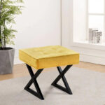 Textured Velvet Ottoman Vanity Stool 18X18X17 - Image 3
