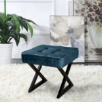 Textured Velvet Ottoman Vanity Stool 18X18X17 - Image 4