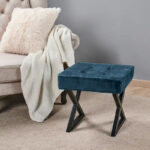 Textured Velvet Ottoman Vanity Stool 18X18X17 - Image 9