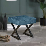 Textured Velvet Ottoman Vanity Stool 18X18X17 - Image 11