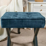 Textured Velvet Ottoman Vanity Stool 18X18X17 - Image 13