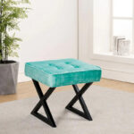 Textured Velvet Ottoman Vanity Stool 18X18X17 - Image 16