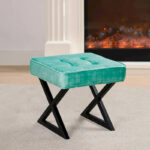 Textured Velvet Ottoman Vanity Stool 18X18X17 - Image 18