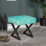Textured Velvet Ottoman Vanity Stool 18X18X17 - Image 22