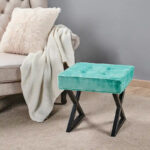 Textured Velvet Ottoman Vanity Stool 18X18X17 - Image 25