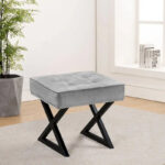 Textured Velvet Ottoman Vanity Stool 18X18X17 - Image 30