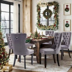 Dining Chairs Set of 6, Luxury Upholstered Velvet Kitchen Chairs Side Chair with Padded Seat Back and Solid Wood Legs - N/A - Image 3