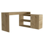 Dallas L-Shaped Home Office Desk, Two Shelves, Single Door Cabinet - Image 6