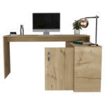 Dallas L-Shaped Home Office Desk, Two Shelves, Single Door Cabinet - Image 11