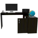 Dallas L-Shaped Home Office Desk, Two Shelves, Single Door Cabinet - Image 12