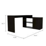 Dallas L-Shaped Home Office Desk, Two Shelves, Single Door Cabinet - Image 13