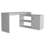 Dallas L-Shaped Home Office Desk, Two Shelves, Single Door Cabinet - Image 17