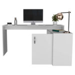 Dallas L-Shaped Home Office Desk, Two Shelves, Single Door Cabinet - Image 21