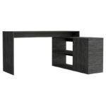 Dallas L-Shaped Home Office Desk, Two Shelves, Single Door Cabinet - Image 22
