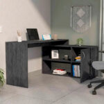 Dallas L-Shaped Home Office Desk, Two Shelves, Single Door Cabinet - Image 23
