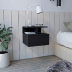 Adele Floating Nightstand with Open Shelf, Drawer, White - Image 10