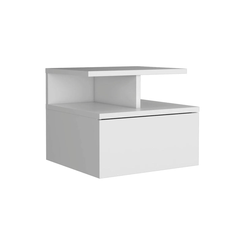9284778688671_556526 Adele Floating Nightstand with Open Shelf, Drawer, White - Image 1