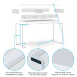 40 Inches Computer Desk White and Gold Desk with 2 Drawers - Image 7