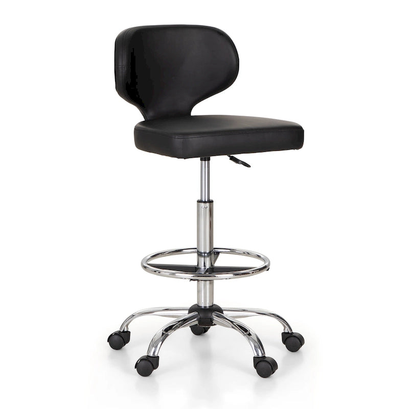 9284942430367_553216 PU Leather Office Chair Swivel Adjustable Rolling Stool with Wheels - Image 1