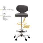 PU Leather Office Chair Swivel Adjustable Rolling Stool with Wheels - Image 5