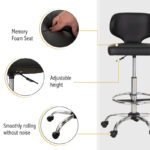 PU Leather Office Chair Swivel Adjustable Rolling Stool with Wheels - Image 12
