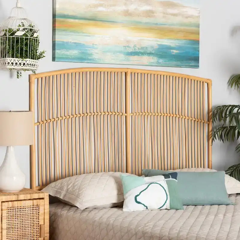 9285194809503_555252 Malvina Modern Bohemian Natural Rattan Wall-mountable Headboard-Queen - Image 1