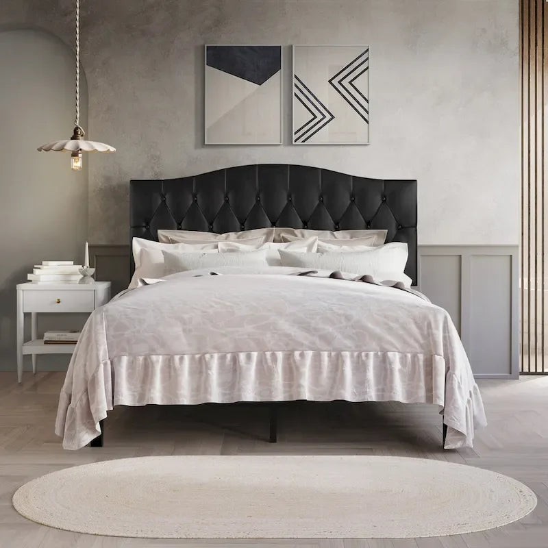 9285221449887_556230 Classic Linen Button Tufted Upholstered Platform Bed - Image 1