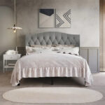 Classic Linen Button Tufted Upholstered Platform Bed - Image 4