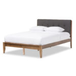 Mid-Century Fabric and Wood Platform Bed by - Image 2