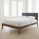 Mid-Century Fabric and Wood Platform Bed by - Image 7
