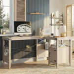 Farmhouse L Shaped Home Office Computer Desk with Storage Cabinet - Image 39
