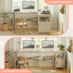 Farmhouse L Shaped Home Office Computer Desk with Storage Cabinet - Image 5