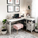 Farmhouse L Shaped Home Office Computer Desk with Storage Cabinet - Image 9