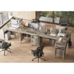 Farmhouse L Shaped Home Office Computer Desk with Storage Cabinet - Image 23