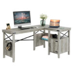 Farmhouse L Shaped Home Office Computer Desk with Storage Cabinet - Image 24