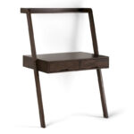 Solid Wood Contemporary 36 inch Wide Modern Leaning Desk in Warm Walnut Brown - Image 2