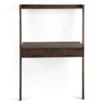 Solid Wood Contemporary 36 inch Wide Modern Leaning Desk in Warm Walnut Brown - Image 7